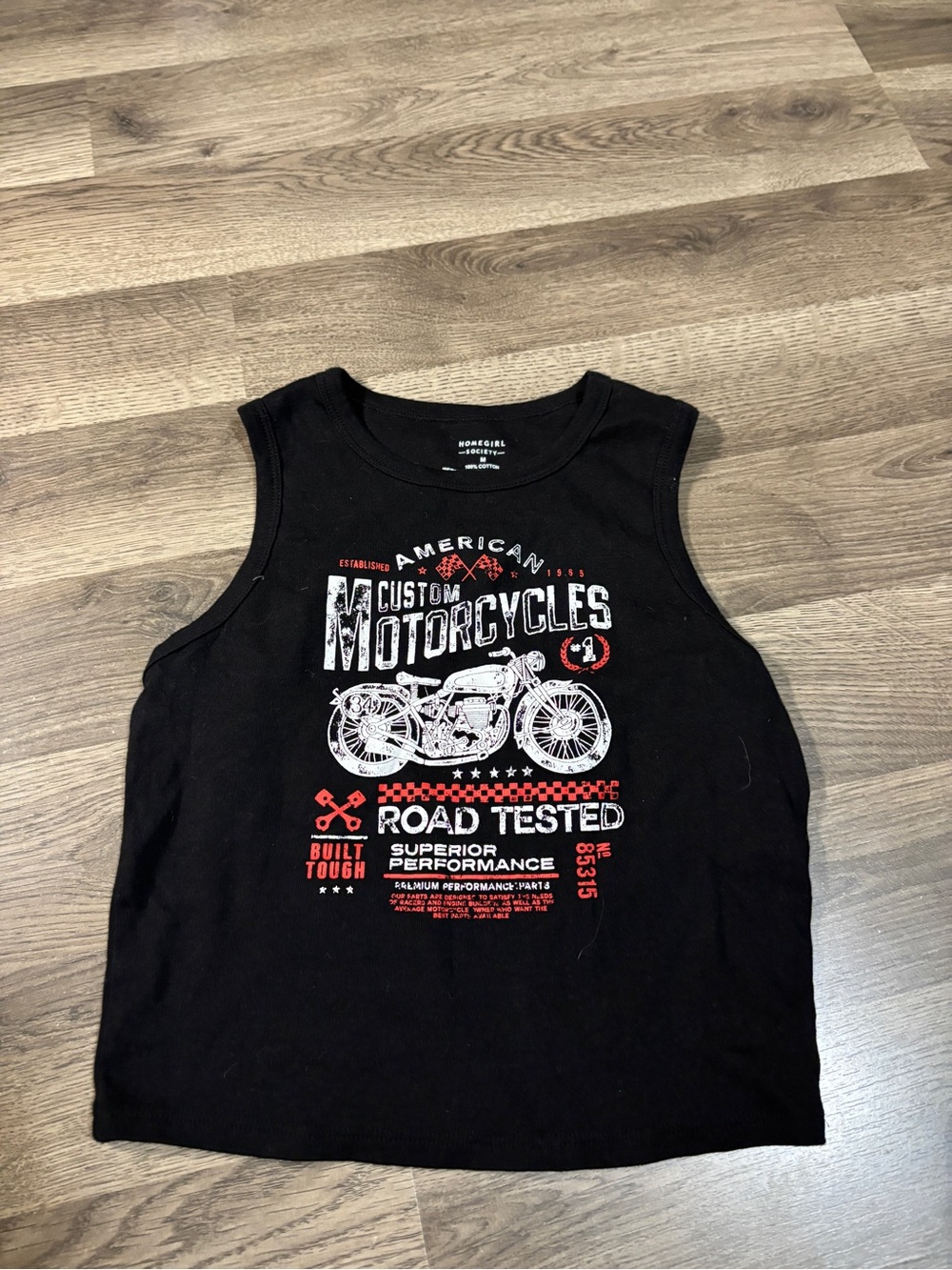 Black Graphic Motorcycle Tank Top - Unbranded